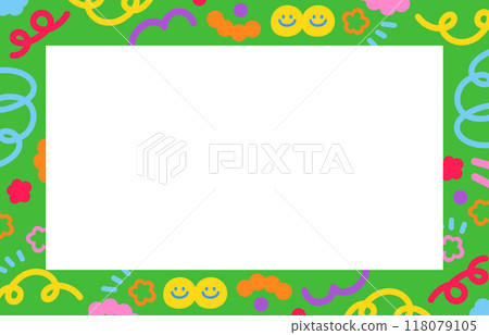 Colourful doodles, rectangle frame for back to school, background, wallpaper, backdrop, polaroid image, card print, brochure, paper, book cover, name tags, sticky note, ad template, social media post 118079105