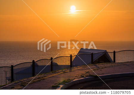 The sea illuminated by the setting sun and the Endo Shusaku Literature Museum The sea illuminated by the setting sun and the Endo Shusaku Literature Museum 118079705