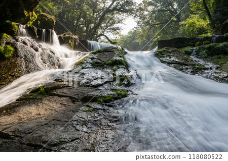 Beautiful valley scenery with beautiful flowing water in Kikuchi Valley in winter Beautiful valley scenery with beautiful flowing water in Kikuchi Valley in winter 118080522