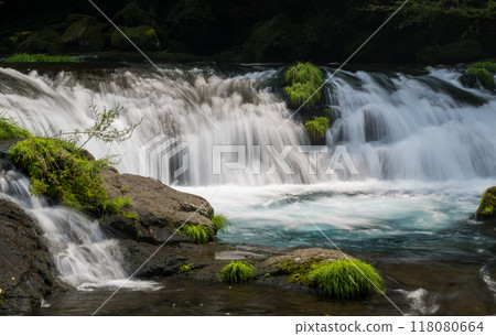 Beautiful valley scenery with beautiful flowing water in Kikuchi Valley in winter 118080664