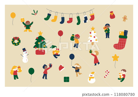 Children and Christmas illustration set Children and Christmas illustration set 118080780