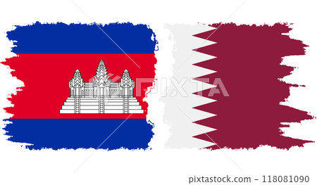 Qatar and Cambodia grunge flags connection vector Qatar and Cambodia grunge flags connection vector 118081090