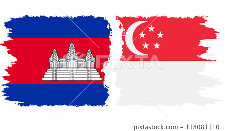 Singapore and Cambodia grunge flags connection vector Singapore and Cambodia grunge flags connection vector 118081110