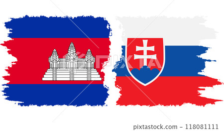 Slovakia and Cambodia grunge flags connection vector Slovakia and Cambodia grunge flags connection vector 118081111