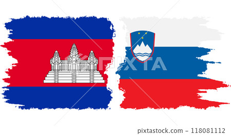 Slovenia and Cambodia grunge flags connection vector Slovenia and Cambodia grunge flags connection vector 118081112