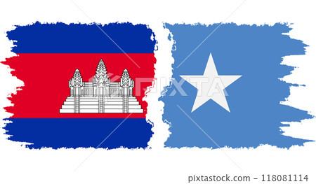 Somalia and Cambodia grunge flags connection vector Somalia and Cambodia grunge flags connection vector 118081114