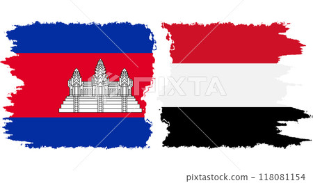 Yemen and Cambodia grunge flags connection vector Yemen and Cambodia grunge flags connection vector 118081154