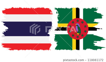 Dominica and Thailand grunge flags connection vector Dominica and Thailand grunge flags connection vector 118081172