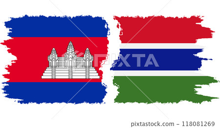 Gambia and Cambodia grunge flags connection vector 118081269