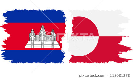 Greenland and Cambodia grunge flags connection vector Greenland and Cambodia grunge flags connection vector 118081278