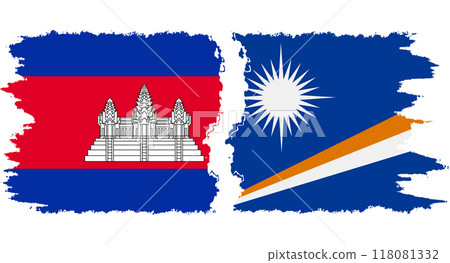 Marshall Islands and Cambodia grunge flags connection vector Marshall Islands and Cambodia grunge flags connection vector 118081332