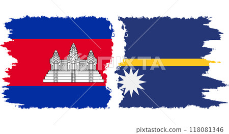 Nauru and Cambodia grunge flags connection vector 118081346