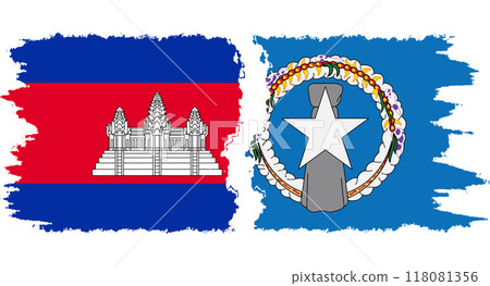 Northern Mariana Islands and Cambodia grunge flags connection vector Northern Mariana Islands and Cambodia grunge flags connection vector 118081356