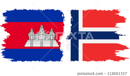 Norway and Cambodia grunge flags connection vector 118081357