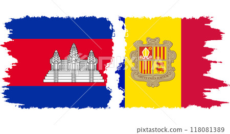 Andorra and Cambodia grunge flags connection vector Andorra and Cambodia grunge flags connection vector 118081389