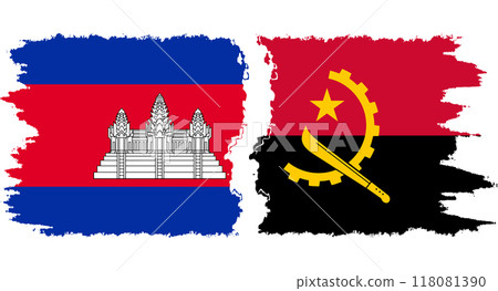 Angola and Cambodia grunge flags connection vector 118081390