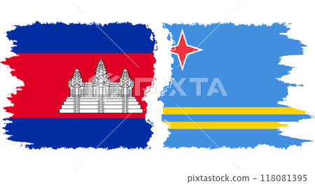 Aruba and Cambodia grunge flags connection vector Aruba and Cambodia grunge flags connection vector 118081395
