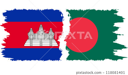 Bangladesh and Cambodia grunge flags connection vector Bangladesh and Cambodia grunge flags connection vector 118081401