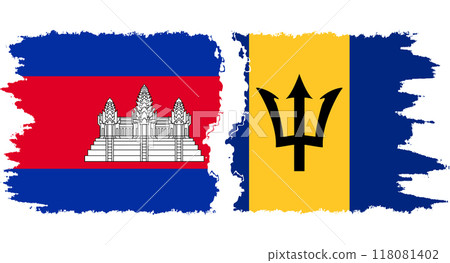 Barbados and Cambodia grunge flags connection vector Barbados and Cambodia grunge flags connection vector 118081402