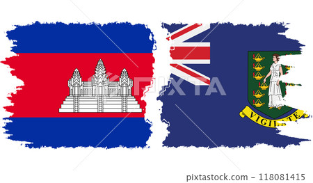 British Virgin Islands and Cambodia grunge flags connection vector British Virgin Islands and Cambodia grunge flags connection vector 118081415