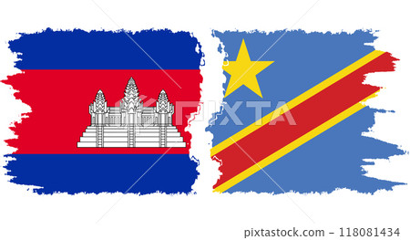Congo - Kinshasa and Cambodia grunge flags connection vector Congo - Kinshasa and Cambodia grunge flags connection vector 118081434