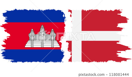 Denmark and Cambodia grunge flags connection vector Denmark and Cambodia grunge flags connection vector 118081444