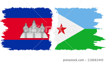 Djibouti and Cambodia grunge flags connection vector Djibouti and Cambodia grunge flags connection vector 118081445