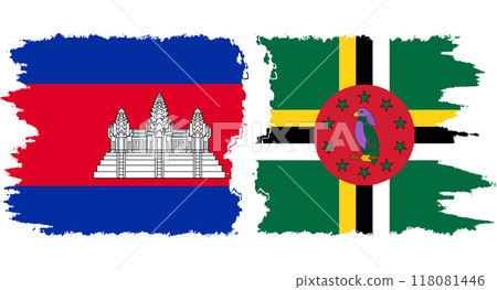 Dominica and Cambodia grunge flags connection vector Dominica and Cambodia grunge flags connection vector 118081446