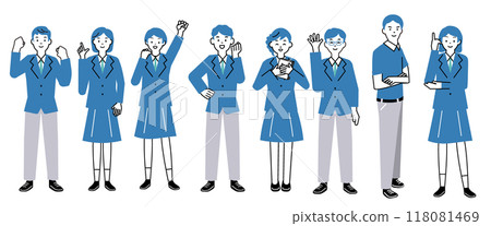 精力充沛、積極進取的男女學生的插圖 118081469