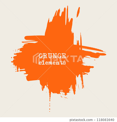 vector splats splashes and blobs of orange ink paint in different shapes drips 118081640