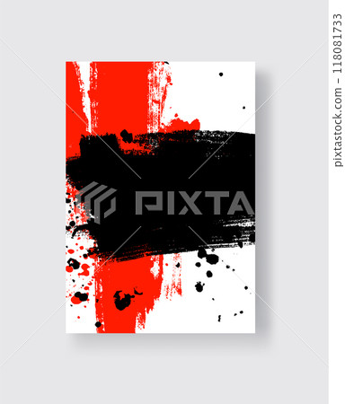 Black and Red ink brush stroke on white background. Japanese style. 118081733