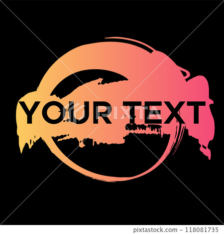 Vector Round Shape on Black. Orange Circle Stamp. Icon, Logo, Banner Design.. 118081735