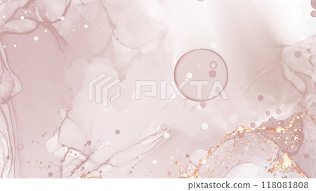 Vector Alcohol ink shape in tender coral and gold. 118081808