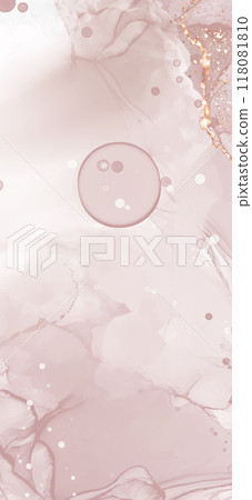 Vector Alcohol ink shape in tender coral and gold. Vector Alcohol ink shape in tender coral and gold. 118081810