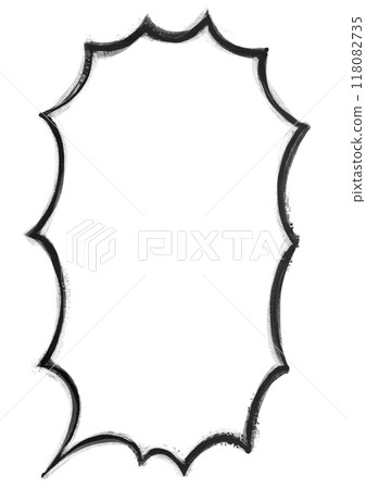 Hand-drawn brush-style manga material, loud jagged speech bubble 118082735