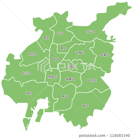 Dividable Nagoya City Map with Ward Names 118083140