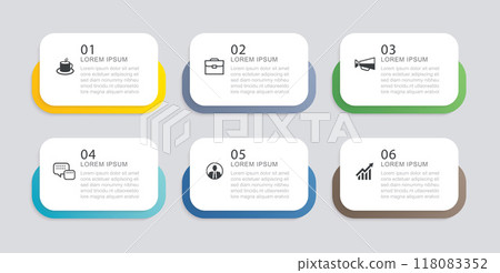 6 data infographics tab paper index template. Illustration business abstract background. 118083352