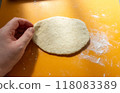 Photo of bagel dough being rolled out 118083389