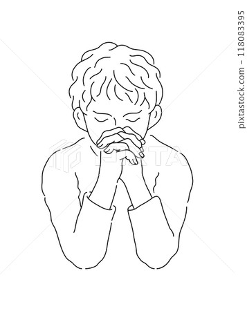 一個人雙手合十祈禱的插圖 一個人雙手合十祈禱的插圖 118083395