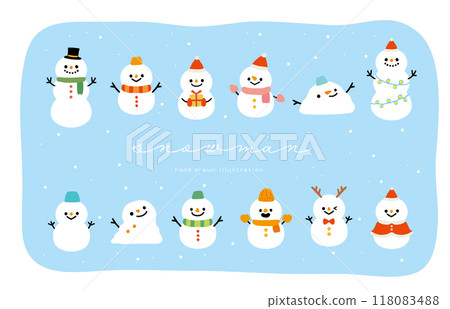 Illustration of cute snowman Illustration of cute snowman 118083488