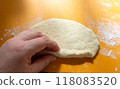 Photo of bagel dough being rolled 118083520