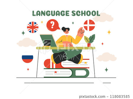 Language School Vector Illustration of Online Learning, Courses, Training Programs, and Studying Foreign Languages Abroad in a Flat Style Background Language School Vector Illustration of Online Learning, Courses, Training Programs, and Studying Foreign Languages Abroad in a Flat Style Background 118083585