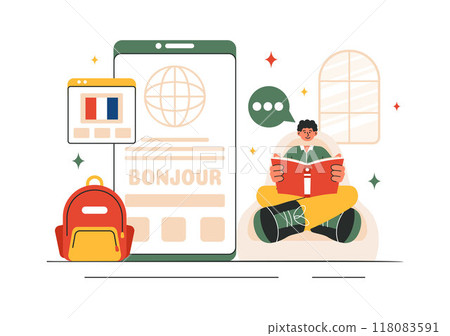 Language School Vector Illustration of Online Learning, Courses, Training Programs, and Studying Foreign Languages Abroad in a Flat Style Background Language School Vector Illustration of Online Learning, Courses, Training Programs, and Studying Foreign Languages Abroad in a Flat Style Background 118083591