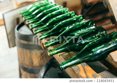 Rows of sake bottles inside the Kamiya Denbei Memorial Museum (Ushiku Chateau) 118083931
