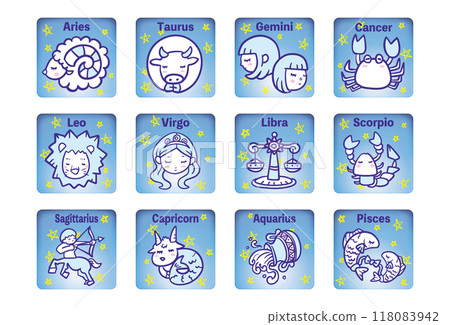 12星座可愛插畫_02 118083942