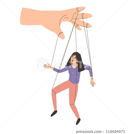 Woman as marionette in abuser hand vector isolated 118084073