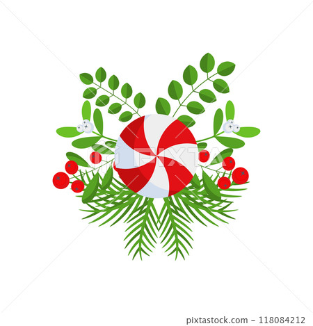 Christmas wreath design element. Winter holiday decoration. 118084212