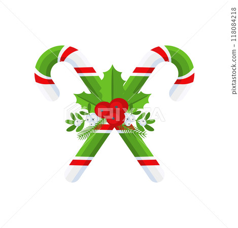 Christmas Candy Cane. Design element for door wreath Christmas Candy Cane. Design element for door wreath 118084218