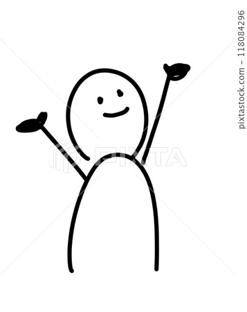 Loose illustration of a person raising both hands 118084296