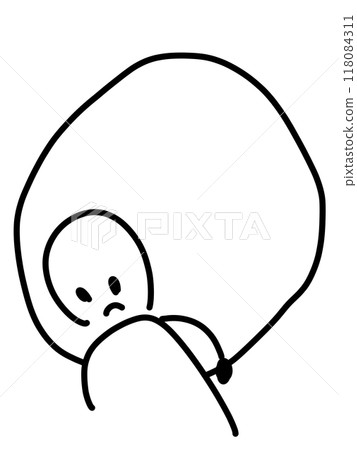 A relaxed illustration of a person carrying a heavy burden 118084311